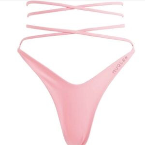 NWT Mugler x HM Pink Tie Bikini Bottom, Exclusive Sz 2
